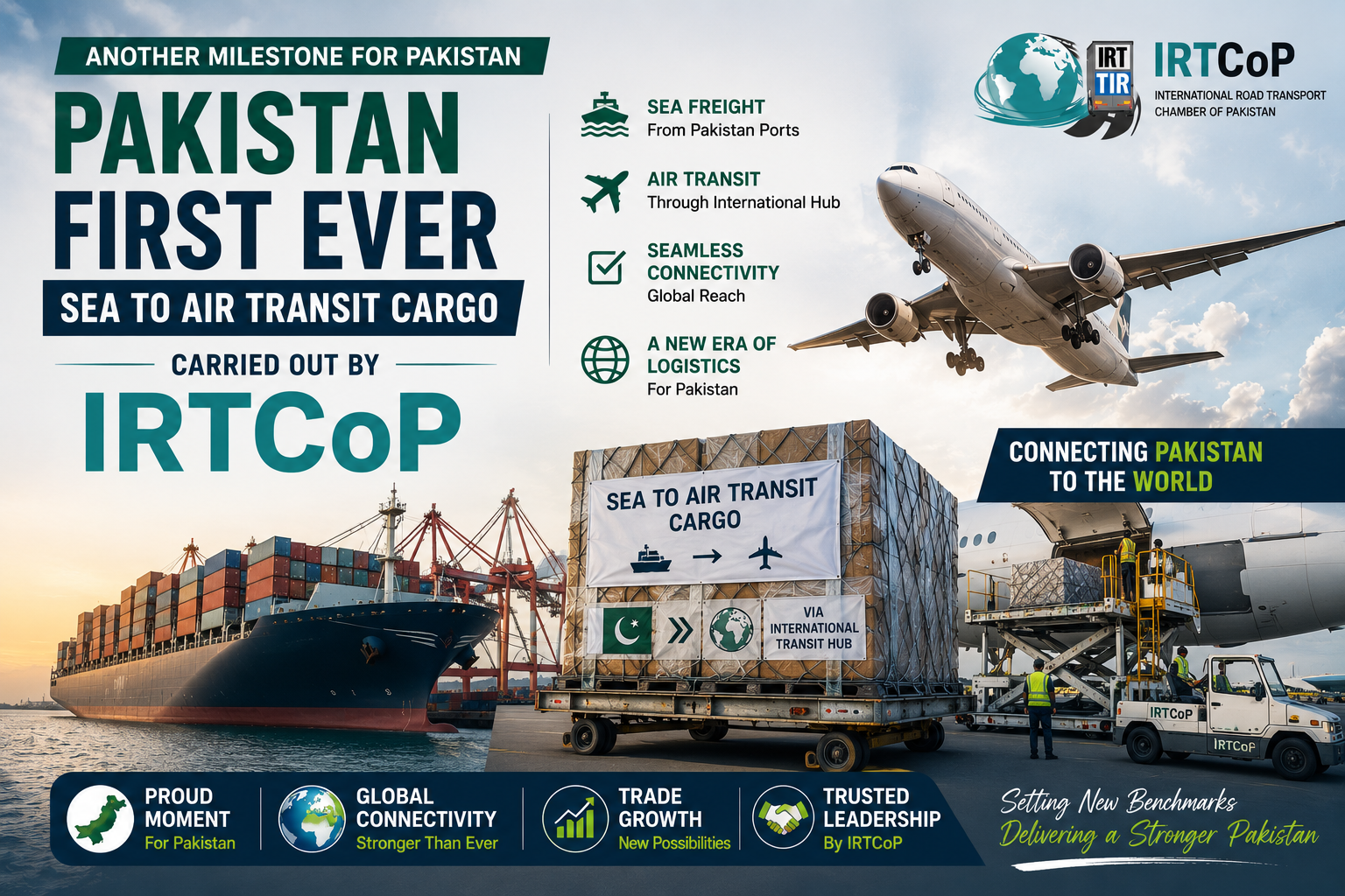 Pakistan's First-Ever Sea-to-Air Transit Cargo Successfully Executed by IRTCoP