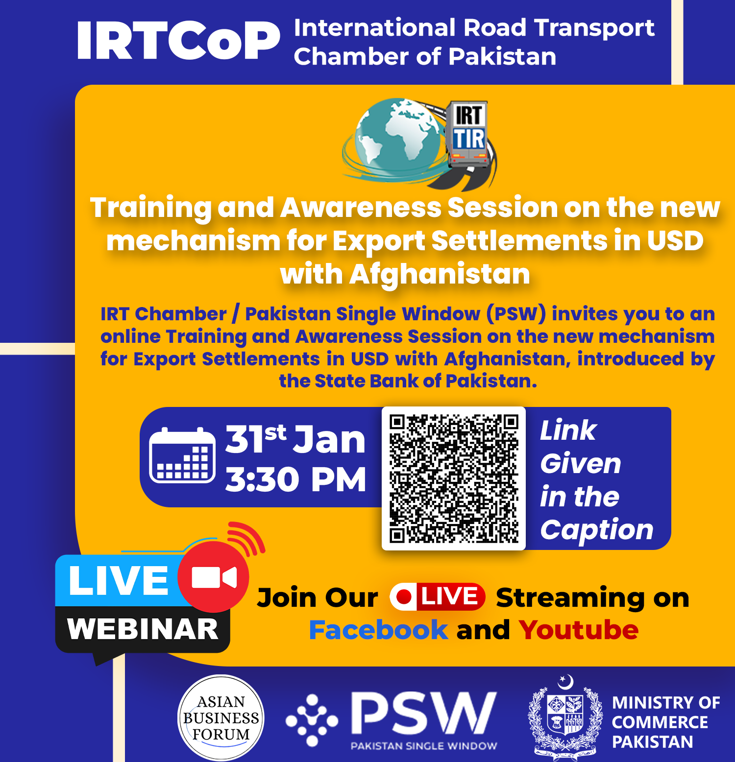 PSW: Training and Awareness Session on the new mechanism for Export Settlements in USD with Afghanistan