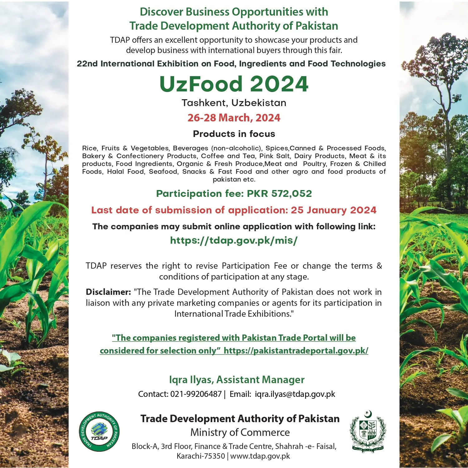 DISCOVER BUSINESS OPORTUNITIES WITH TDAP &amp; IRT CHAMBER OF PAKISTAN